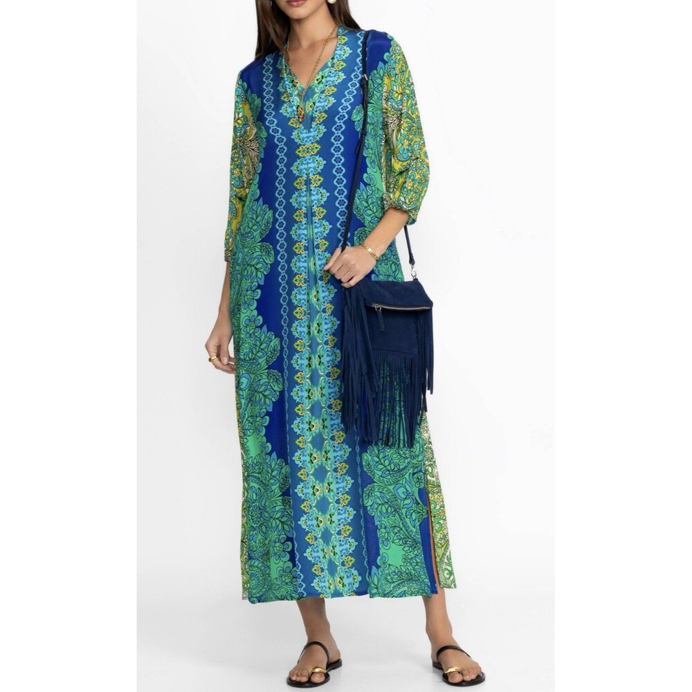 Johnny Was Kahinu Silk Maxi Dress Small Floral Resort Wear Old Money Boho Chic